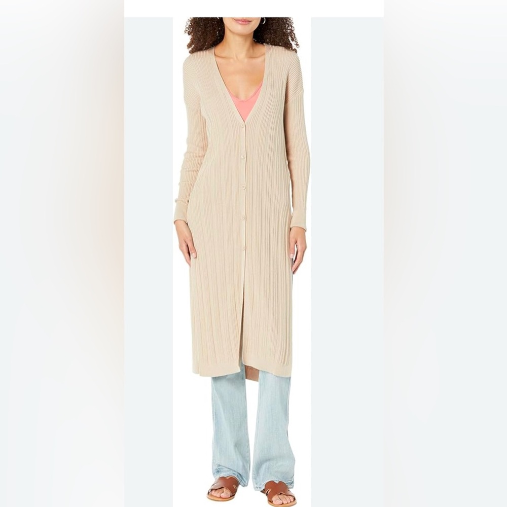 Free People Long Ribbed Cardigan
Duster cream sized m